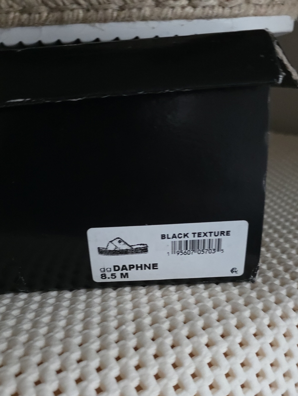 Daphne Black Texture Sandal Box (Label Visible)